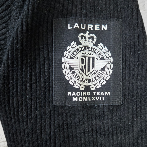90s Vintage Ralph Lauren Black MCMLXVII Racing Team Half Zip Sweater Size XL - Picture 6 of 8